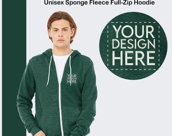 Custom Embroidered Full-Zip Hoodie, BELLA+CANVAS® Fleece