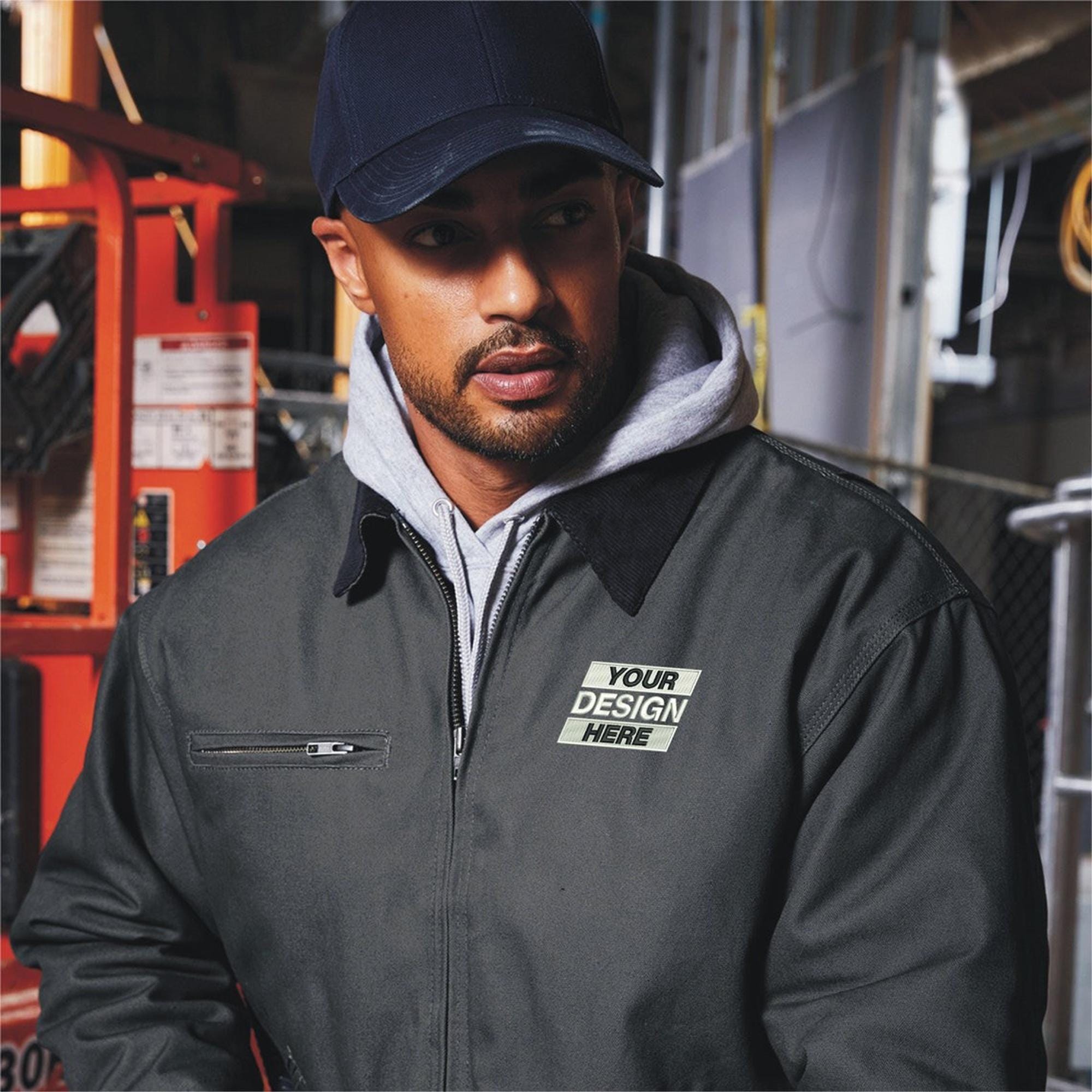 Embroidered Duck Cloth Work Jacket: Personalized Full Zip Fall