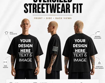Custom Oversized Streetwear T-Shirt, Heavyweight Cotton Front Back Print Tee
