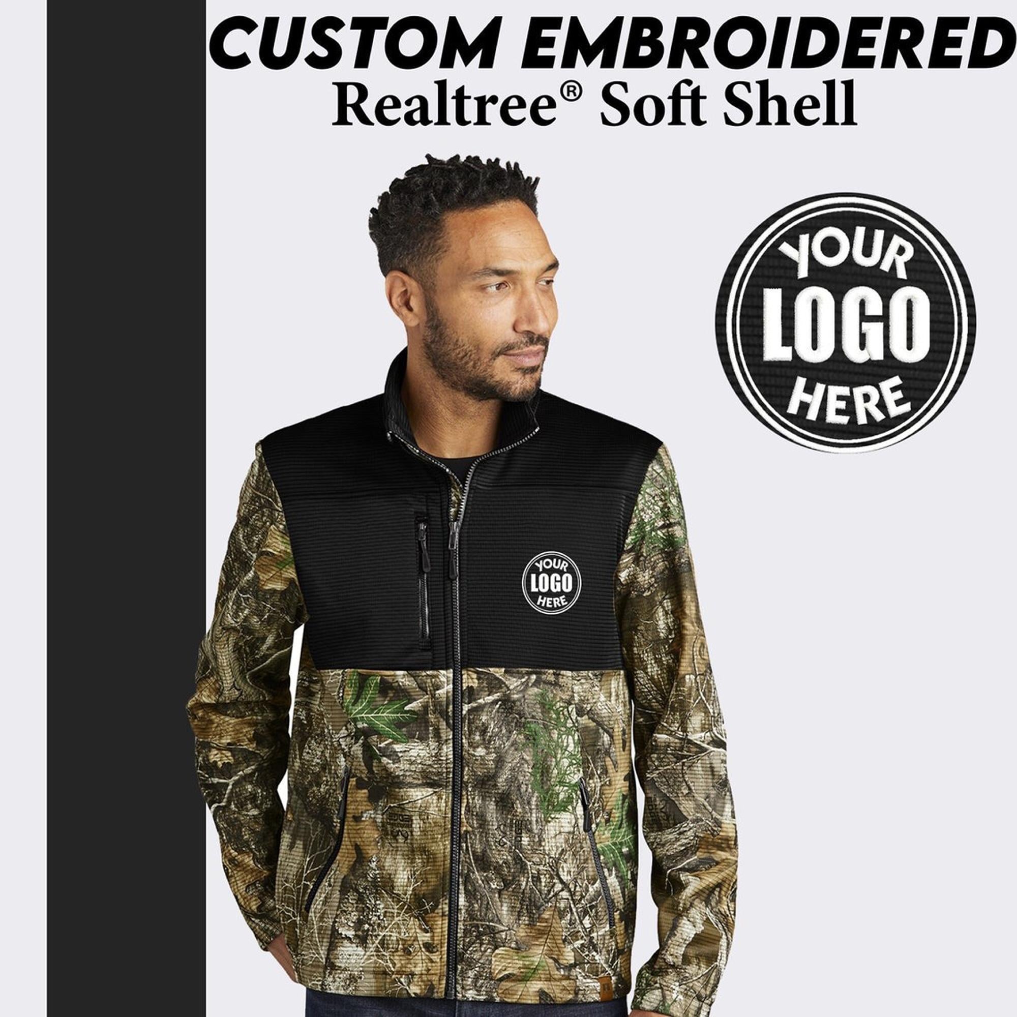 Realtree® Camo Soft Shell Jacket: Custom Embroidered Hunting