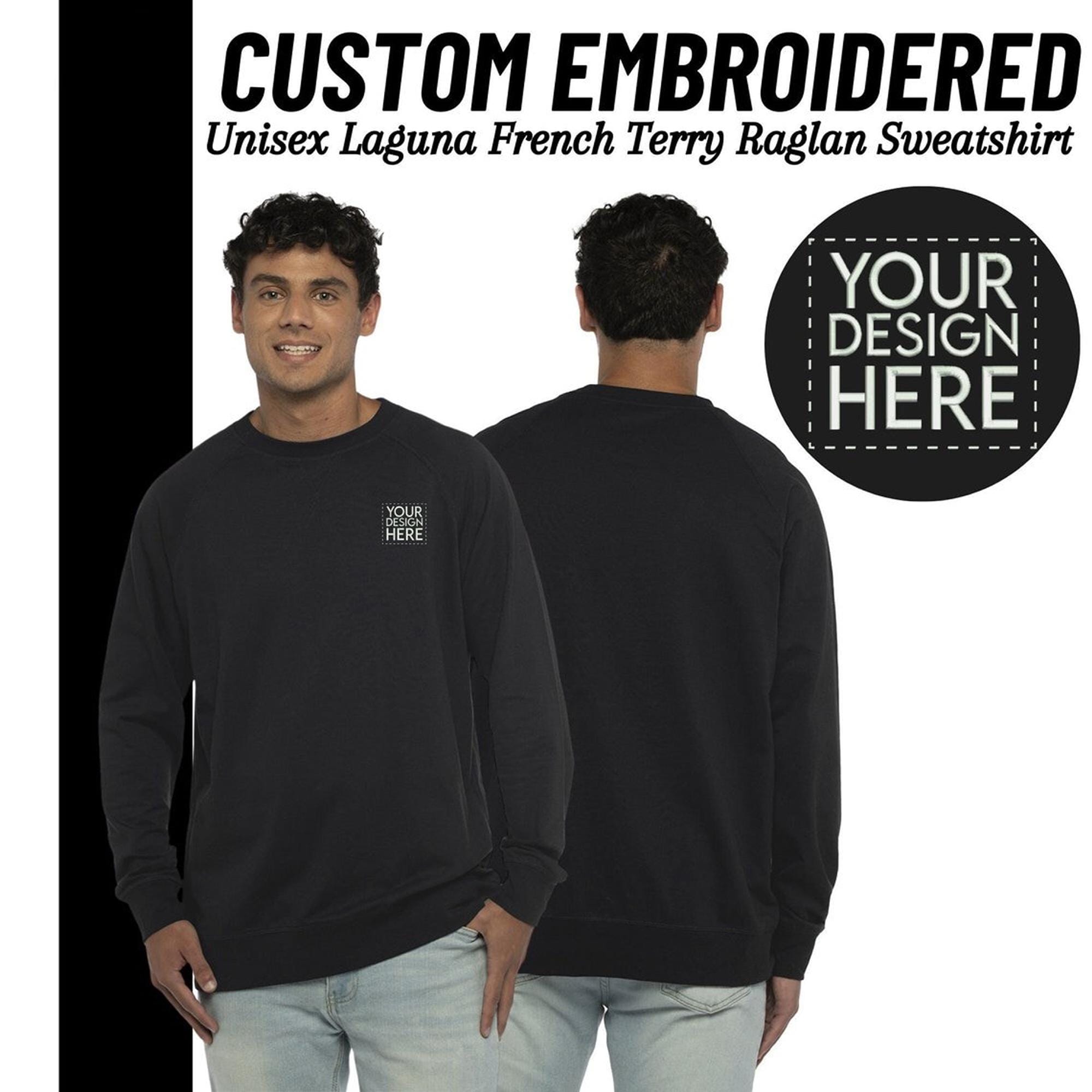 TSSCustomPrinting Next Level Apparel Custom Crewneck Sweatshirt French Terry Raglan Sweatshirt Personalized Gift Embroidered Sweatshirt Unisex Sweatshirt