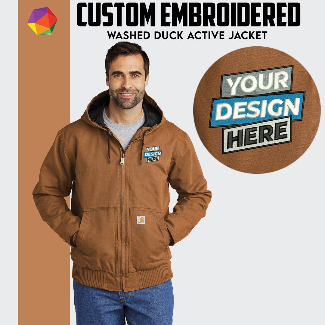 Carhartt® Custom Embroidered Jacket Custom Washed Duck Active Hooded ...