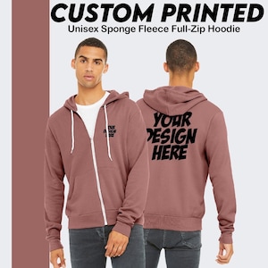 Custom Full Zip Up Hoodie, BELLA+CANVAS® Full-Zip Fleece Hoodie, Personalized Gift, Custom Zipper, Custom Full-Zip Hoodie Men Zip Sweatshirt