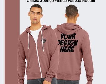 Custom Full Zip Up Hoodie, BELLA+CANVAS® Full-Zip Fleece Hoodie, Personalized Gift, Custom Zipper, Custom Full-Zip Hoodie Men Zip Sweatshirt