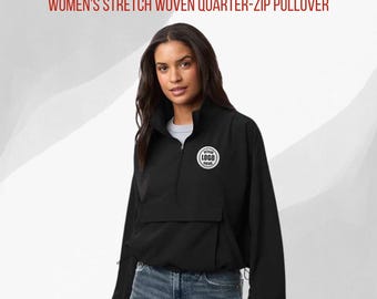 Personalized Logo Embroidered Womens Quarter Zip, Half Zip Sweatshirts, Custom Logo Jacket, Minimalist Workwear