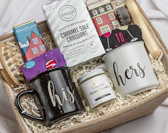 Couple Gift Box with unique couple mugs Engagement Gift Wedding Gift Set His and Her Gift Funny Couple Gift Relaxing Spa Gift For Couple Set
