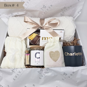 Hygge Gift Box with Blanket Care Package For Her Birthday Gift Personalized Candle Pampering Gift Box Custom Name Mug Cozy Wellness Gift Her image 4