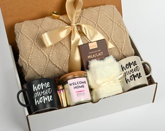 Realtor Closing Gift Basket New Home Gift Couple Gift Box With Blanket Housewarming Gift For Family Custom Logo Gift Corporate Client Gifts