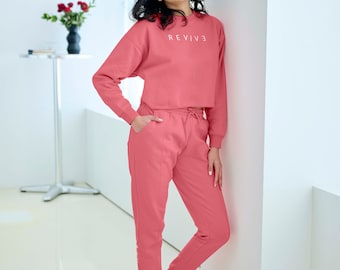 Frauen Sweatshirt Rundhals Sweatsuit Jogger Set Travel Sweat Set Jogger Sweat Pants Frauen Trainingsanzug Geburtstagsgeschenk Zwei Stück Loungewear Set