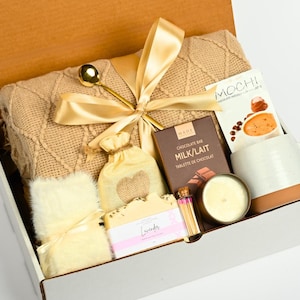 Thinking Of You Gift Hygge Gift Box Her Self Care Package Mothers Day Gift Basket Girlfriend Gift With Blanket Personalized Gift Set Wife