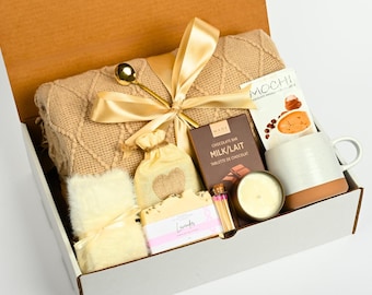 Thinking Of You Gift Hygge Gift Box Her Self Care Package Mothers Day Gift Basket Girlfriend Gift With Blanket Personalized Gift Set Wife