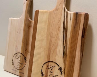 Personalized Wooden Cutting Board Engagement Gift For Couple Engraved Cheese Board Gift Newlyweds Wedding Present Charcuterie Board Gift Set