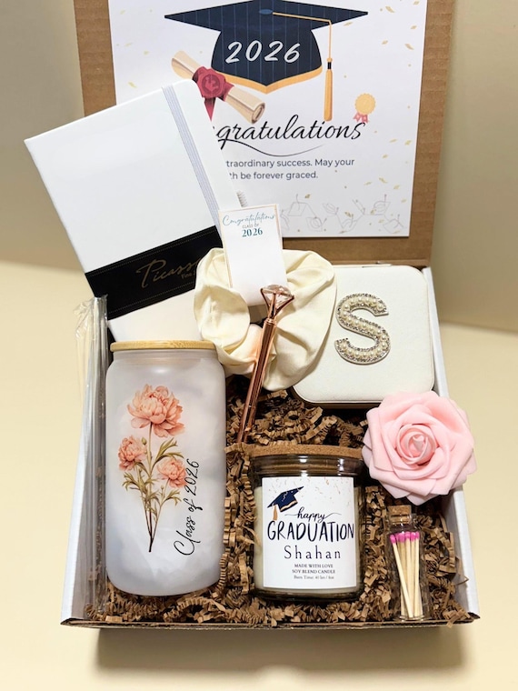 Personalized Graduation Gift Box 2026 Custom Grad Gift for Her or Him Class Of 2026 Unique High School Gift College Graduation Keepsake Set