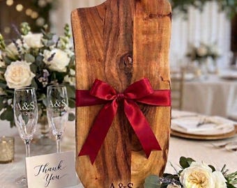 Personalized Acacia Wood Charcuterie Board: Custom Engraved Wedding Gift Tray