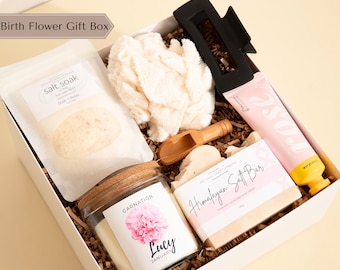 Best Friend Birthday Gift Box Bestie Birth Flower Gift Her Care Package Girlfriend Zodiac Sign Bday Present SelfCare Gift Her Spa Gift Set