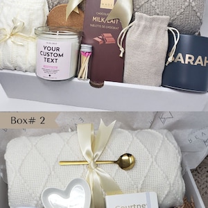 Hygge Gift Box with Blanket Care Package For Her Birthday Gift Personalized Candle Pampering Gift Box Custom Name Mug Cozy Wellness Gift Her image 10