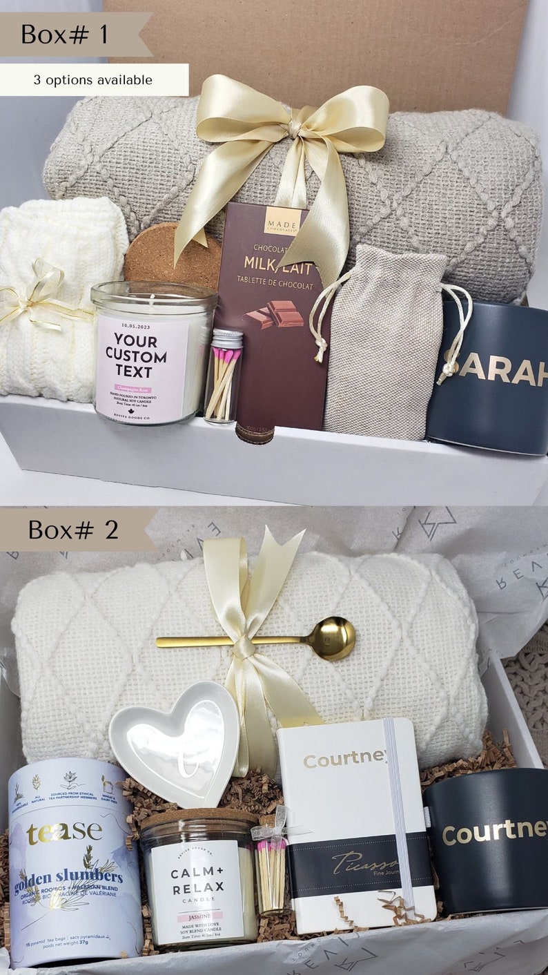 Hygge Gift Box with Blanket Care Package For Her Birthday Gift Personalized Candle Pampering Gift Box Custom Name Mug Cozy Wellness Gift Her image 10