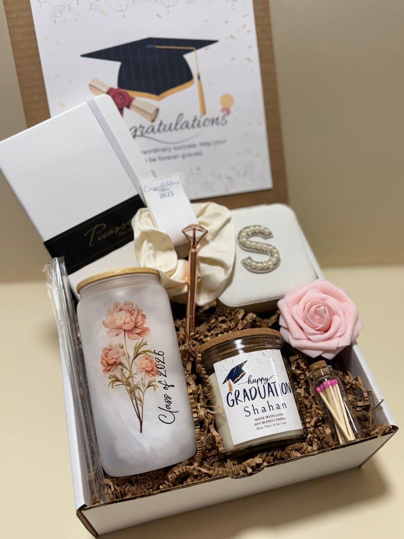 Personalized Graduation Gift Box 2026 Custom Grad Gift for Her or Him Class Of 2026 Unique High School Gift College Graduation Keepsake Set image 2