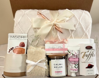 Care Package For Her Birthday Gift Hamper with Blanket Thinking of You Pamper Box Friend Comfort Kit Present Personalized Self Care Gift Box