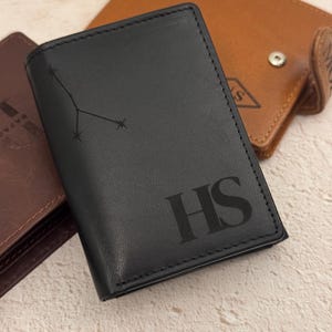 Portefeuille en cuir personnalisé pour homme, cadeau d'anniversaire pour papa, porte-carte de visite personnalisé avec poche pour de l'argent, étui en cuir, message gravé