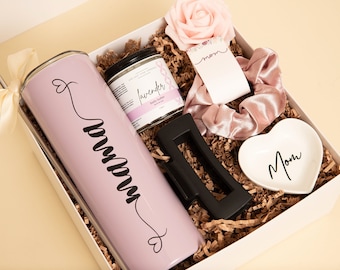 New Mom Gift Box Her Self Care package Mum Birthday Gift Basket Mom Bday Gift Box Mama Tumbler Gift Set Women First Mother Day Gift Daughter