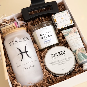 Zodiac Sign Gift Birthday Gift Box Personalized Star Sign Gift Tumbler Gift Basket Bday Present Care Package Her Birthday Gift Zodiac Star