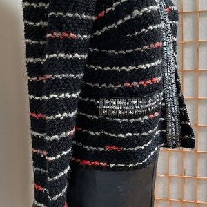 Alpacka, ull och akryl Tracy Reese för Anthropologie NWT Ny med etiketter Svart boucléstickad kavaj Glittriga paljetter Kavaj i Coco Chanel-stil bild 5