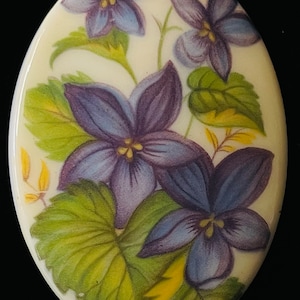 Beautiful 1950s West German Hand Painted Floral Brooch Vintage Berlin Wall Era Collectible Cottagecore Edwardian Victorian Regency Style