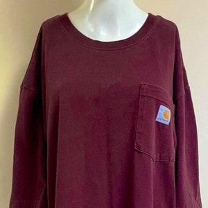 90s CARTHARTT Size 2XL Men’s Burgundy Wine Red Pocket T-shirt Vintage Labor Wear Industrial Punk Grunge Biker Club Streetwear Size 2XL / 2X