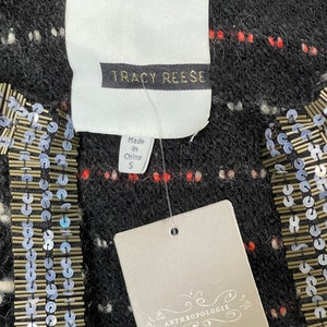 Alpacka, ull och akryl Tracy Reese för Anthropologie NWT Ny med etiketter Svart boucléstickad kavaj Glittriga paljetter Kavaj i Coco Chanel-stil bild 10