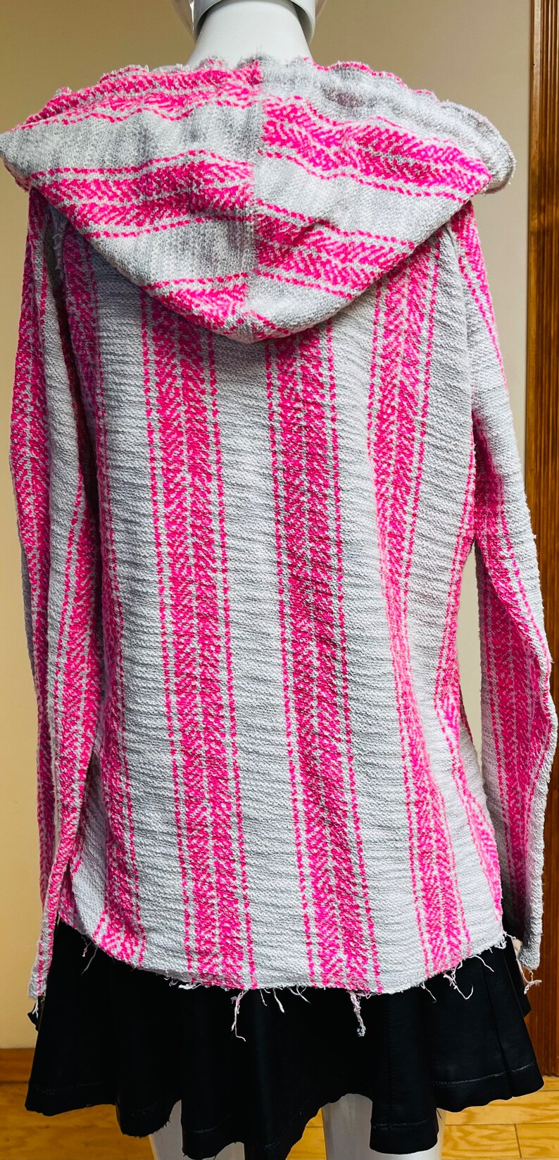 90s Hot Pink Drug Rug Baja Hoodie Florescent Pink Hippie Boho Etsy