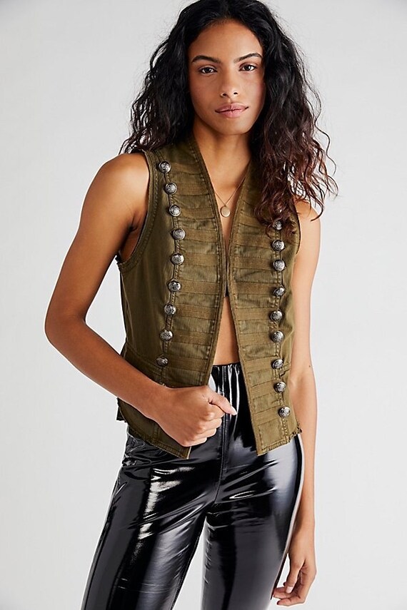 NWT Free People Officer Vest Military Studded Ves… - image 8