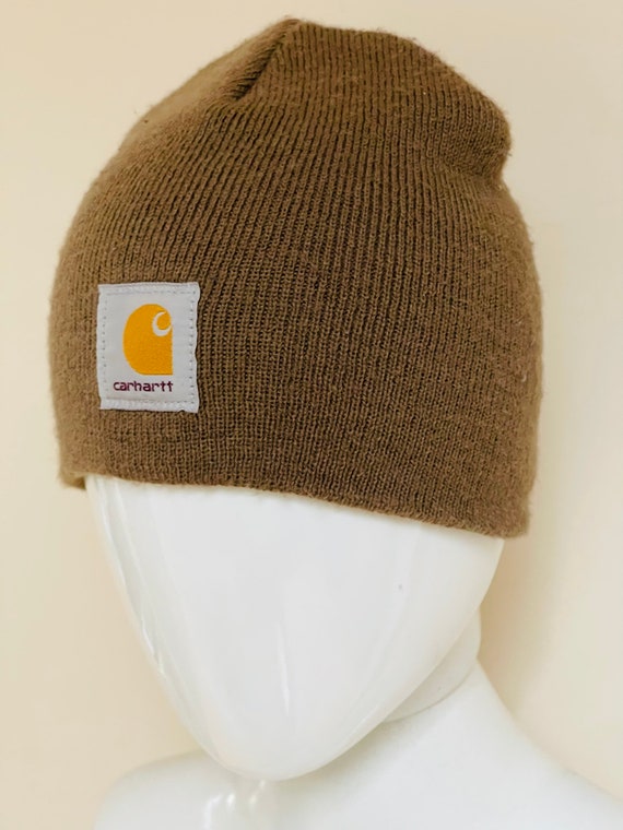 RARE 90s Carhartt Big Logo Knit Hat “Carhartt Bro… - image 4