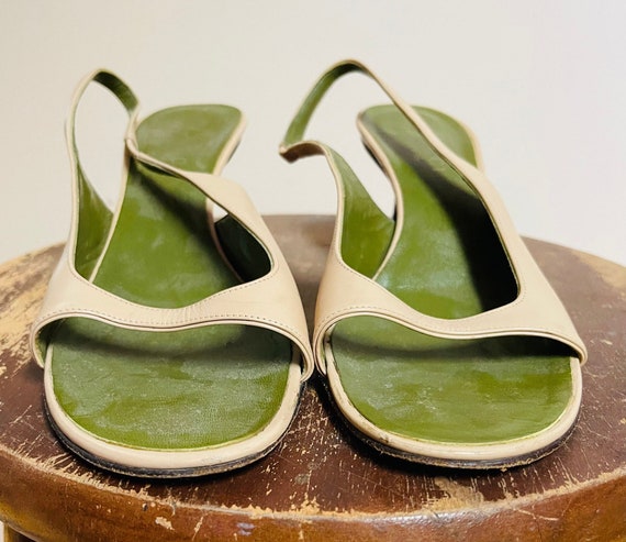 Y2K Gucci Beige Leather Slingback Open Toe Sandal… - image 4