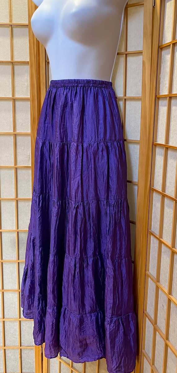 Deep Purple Silky Wide Twirl Hippie Peasant Skirt… - image 4