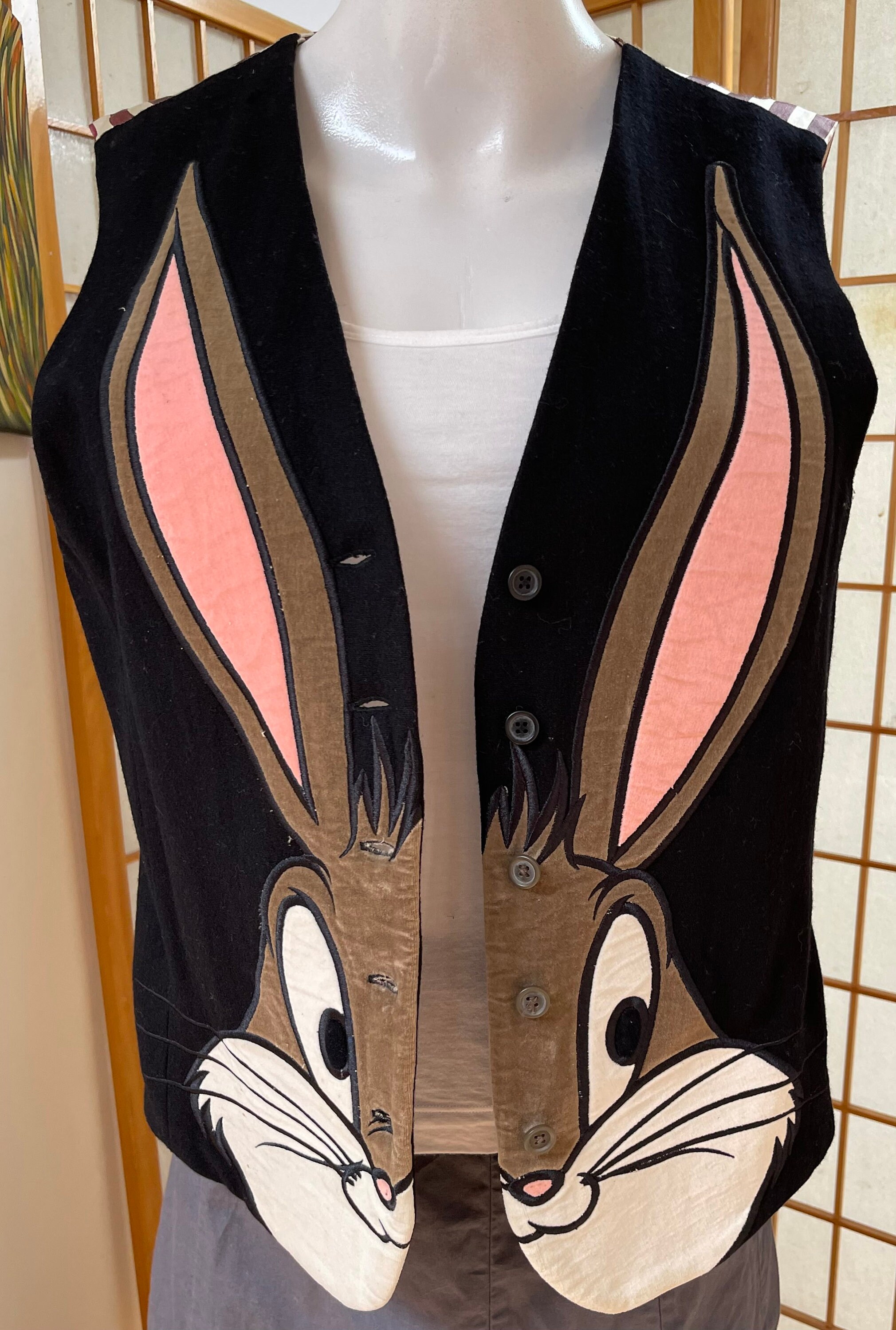 Vintage Warner Brothers Bugs Bunny Vest — OOAK RARE — Wool Patchwork ...