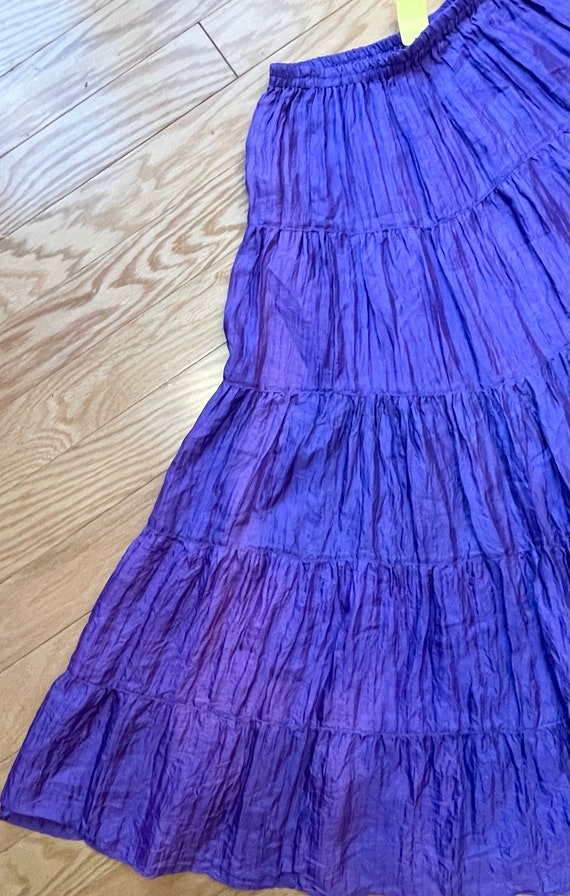 Deep Purple Silky Wide Twirl Hippie Peasant Skirt… - image 7