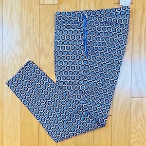 Y2K Interlocking Geometric Cotton Capri Pants / Trousers Cigarette Pants Crop Pants Deadstock Pockets Gold Side Zipper New With Tag / NWT