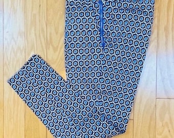 Y2K Interlocking Geometrische Baumwolle Capri Hose / Hose Zigarettenhose Crop Hose Deadstock Taschen Gold Seitlicher Reißverschluss Neu mit Etikett