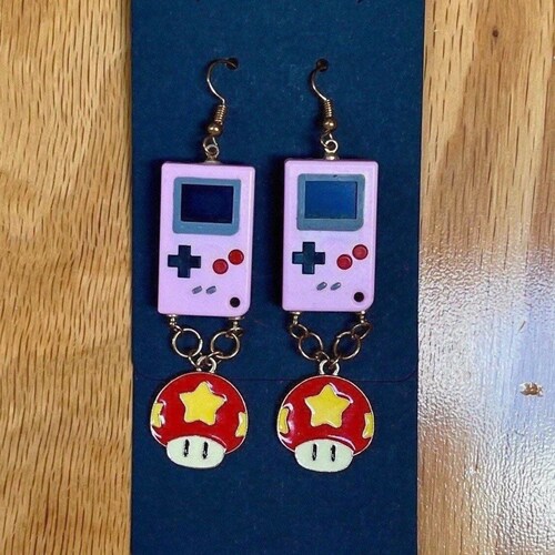 OOAK New Playable Mini Game Console Dangle Earrings Programmable Mushroom Charms deals Hand Crafted USB Chargable Inc. Game Console Instructions