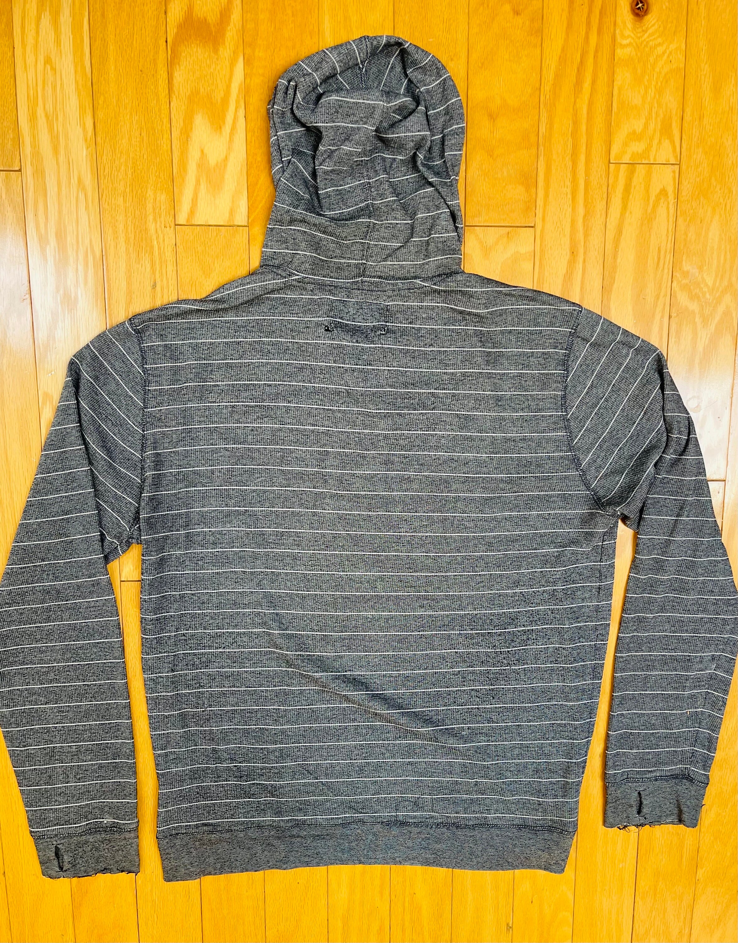 Hurley X Hoodie Grey & White Striped Soft Unstructured