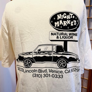 Iconic Venice California’s Night Market Black & White T-shirt Thai Food Community Bazaar Street Food Vendors Cali Culture