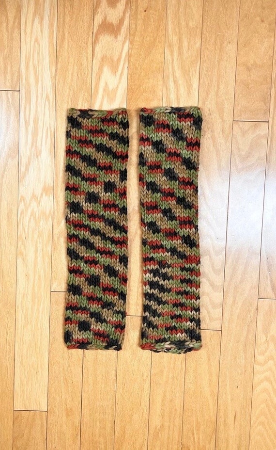 80s Handmade Crochet Leg Warmers Hand-knit Vintag… - image 1