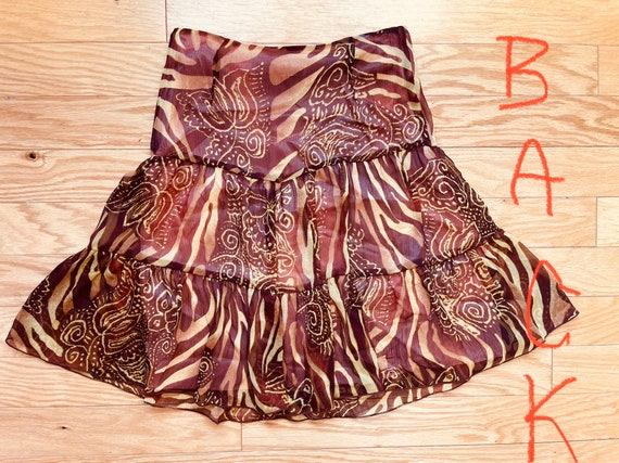 90s Zebra Pattern Skirt Floaty Chiffon A-Line Pea… - image 8