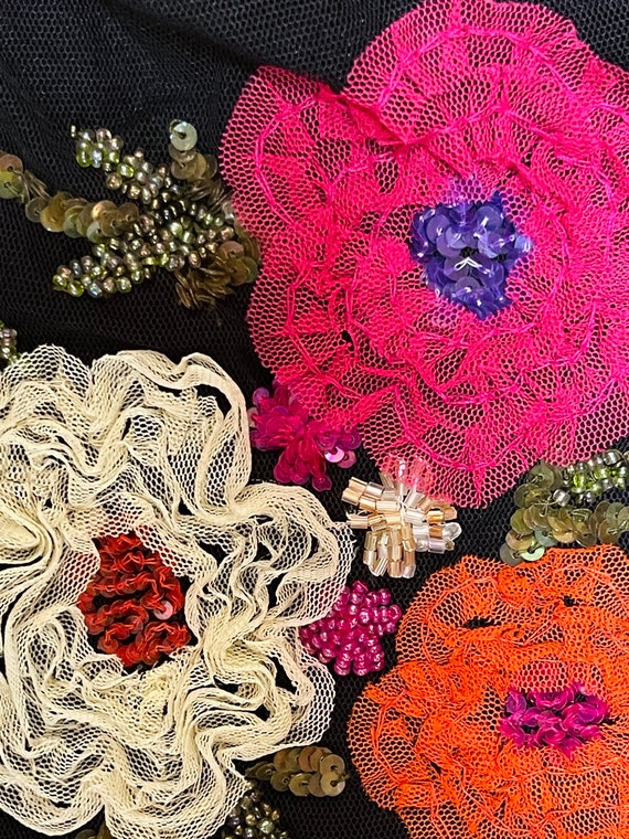 Gorgeous Netting Blouse Black With Front Floral E… - image 8