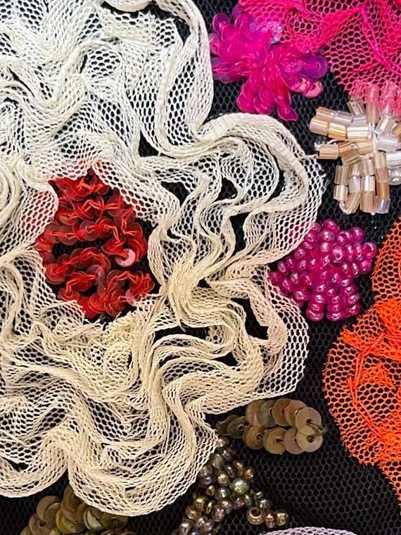 Gorgeous Netting Blouse Black With Front Floral E… - image 10