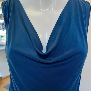 Beautiful Teal Blue Cowl Neck Super Stretchy Sleeveless Tunic Or Mini Dress Size M