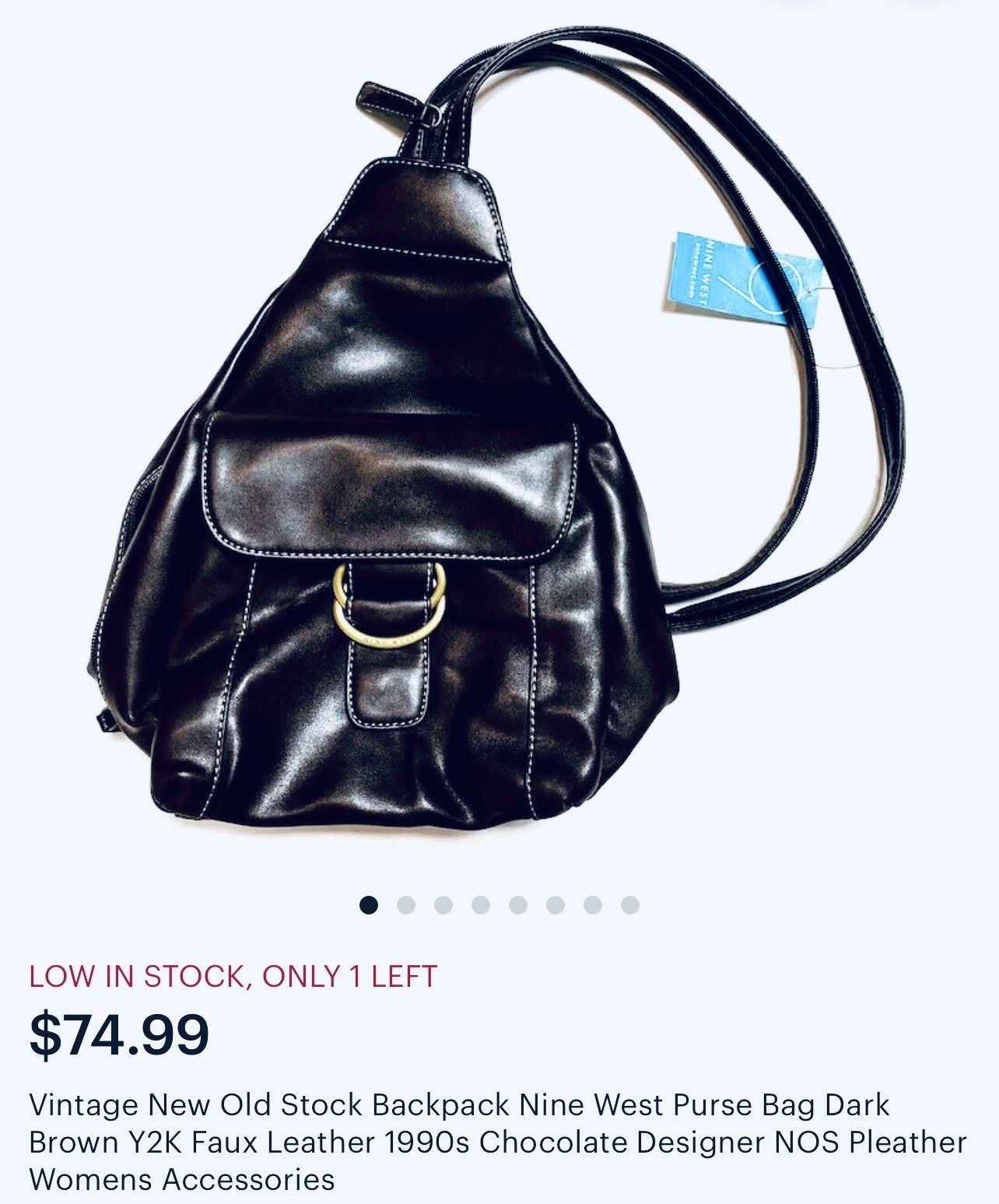 90s Nine West Crossbody Envelope Bag Vintage Black Patent Pleather