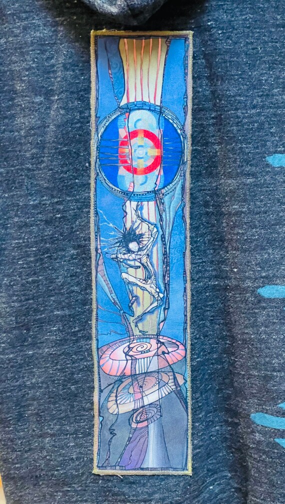 Unique Patch OOAK Silkscreen Pullover Hoodie Cosm… - image 3