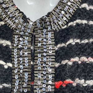Alpacka, ull och akryl Tracy Reese för Anthropologie NWT Ny med etiketter Svart boucléstickad kavaj Glittriga paljetter Kavaj i Coco Chanel-stil bild 9